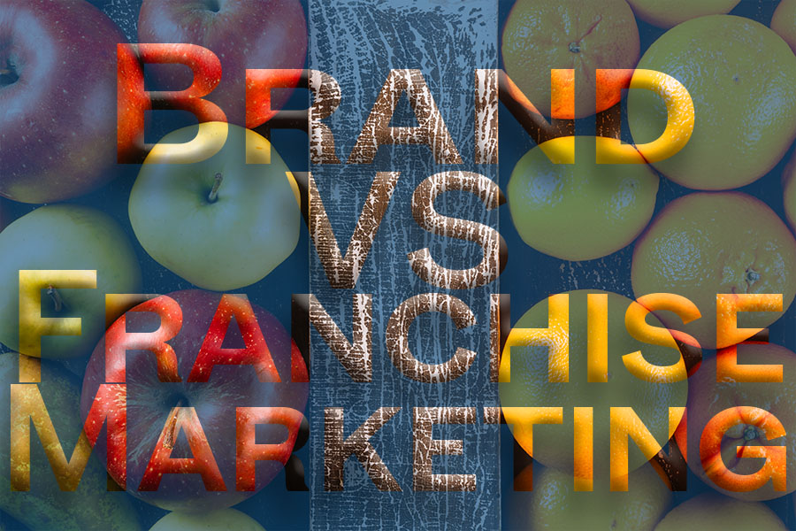 Apples oranges concept image for the difference between brand and franchise marketing