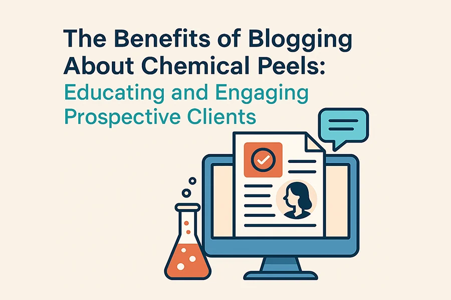 blog writing and skincare elements illustration highlighting benefits of blogging about chemical peels 1