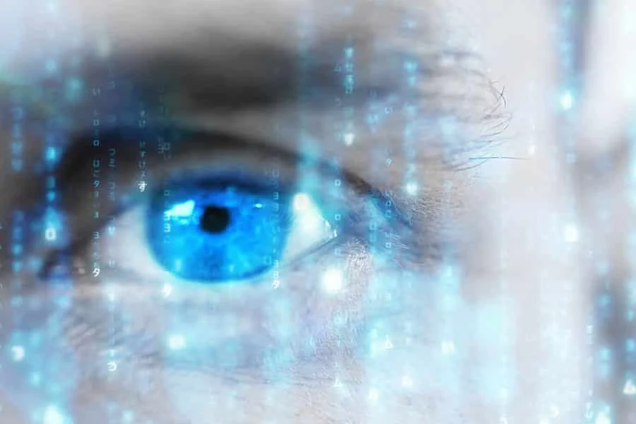 Blue Matrix Against Close Up Eye Concept Image For Perception In Franchise Review Marketing blue matrix against close up eye concept image for perception in franchise review marketing