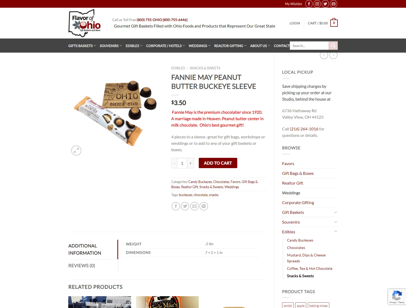 fannie may peanut butter buckeye sleeve flavor of ohio