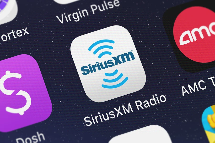 siriusxm radio app icon on a smartphone screen, representing opportunities for advertising on satellite radio