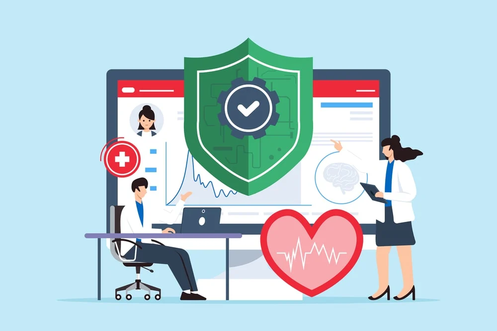 a concept image for hipaa compliance in healthcare marketing keeping patient data secure