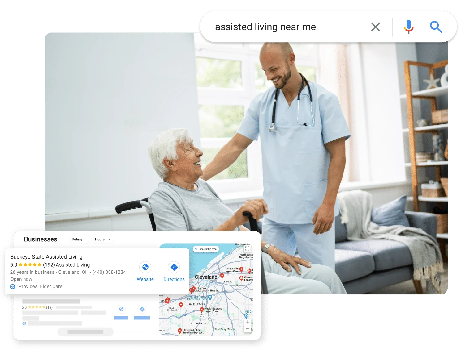 Assistedlivingseohero person using our healthcare local seo services to find a local medical provider