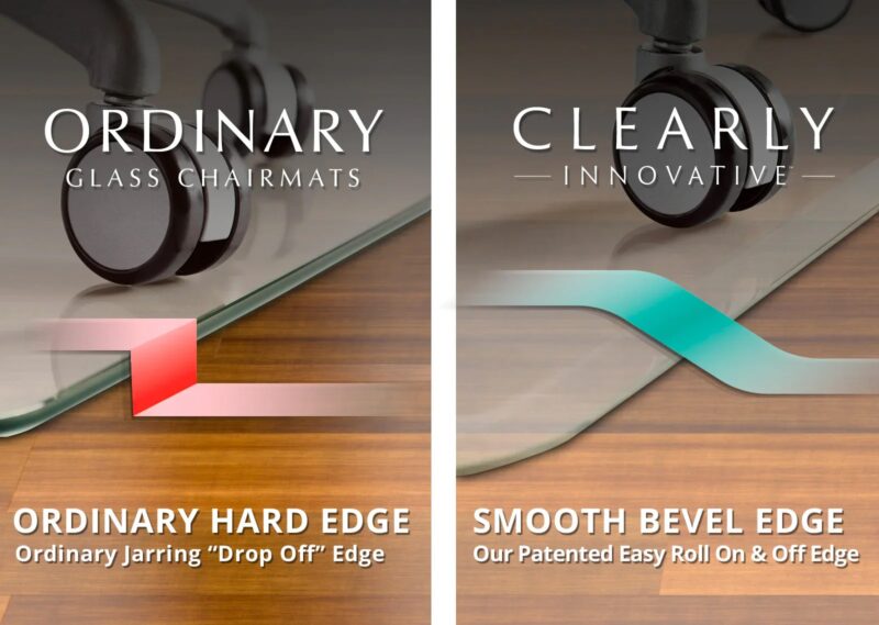clearly innovative glass chair mat patented beveled edge