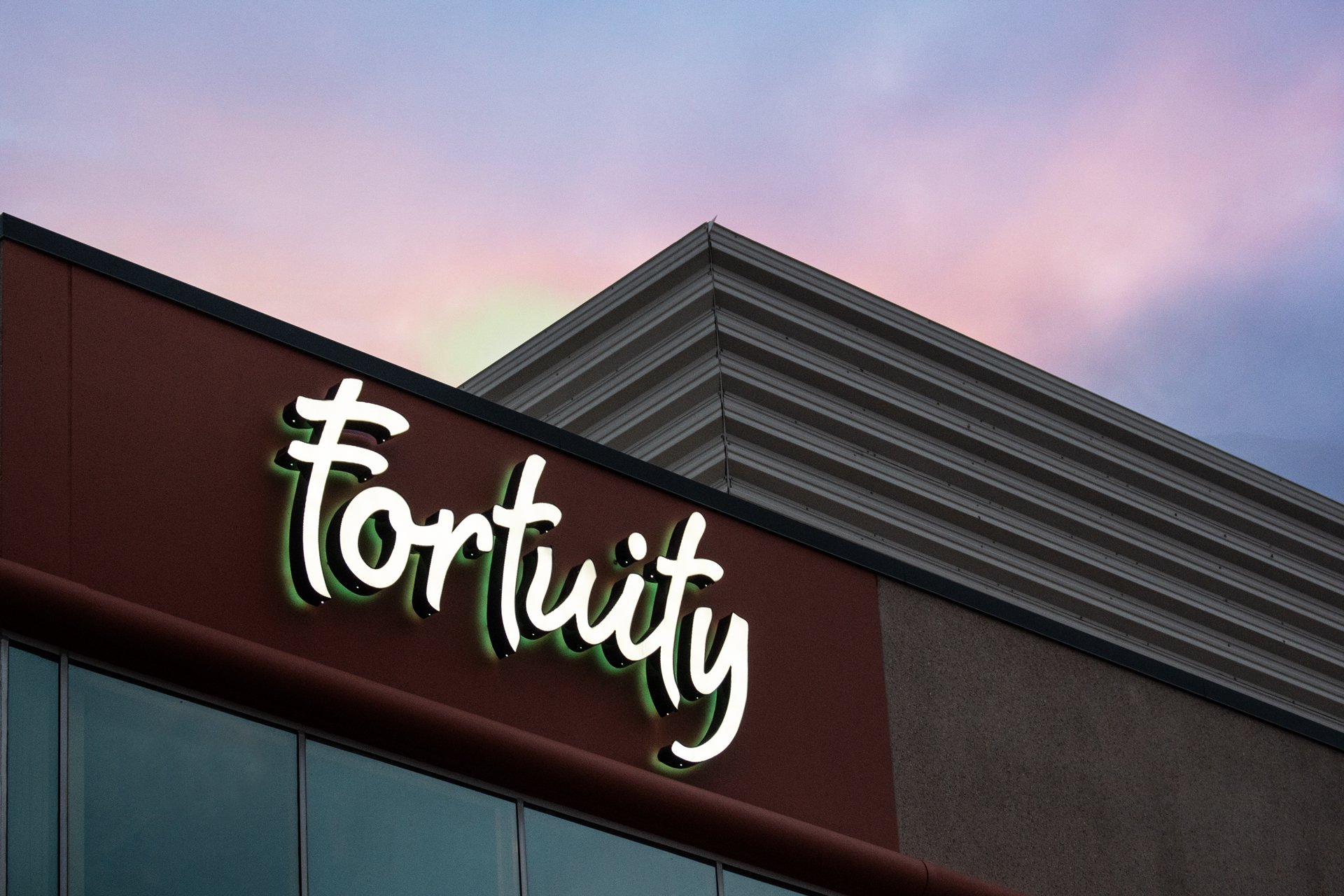 Fortuity logo as seen on their headquarters in Columbus, OH