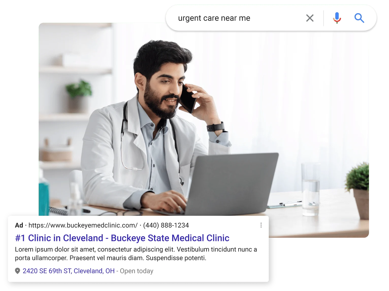 person using our healthcare local seo services to find a local medical provider