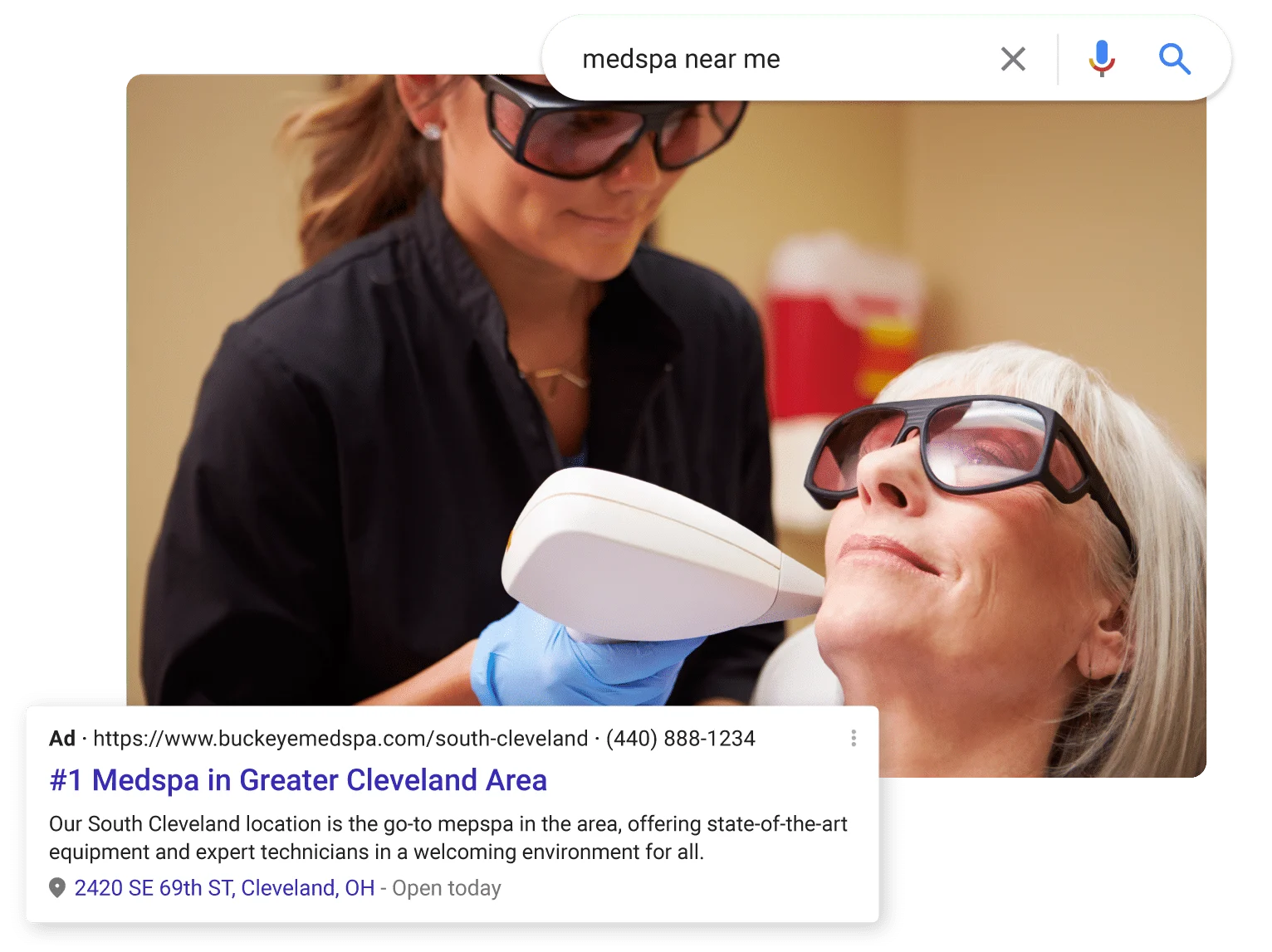 Medspa Ppc Advertising person using our healthcare local seo services to find a local medical provider