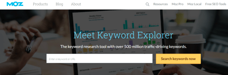 MOZ keyword explorer tool for researching ad campaign keywords
