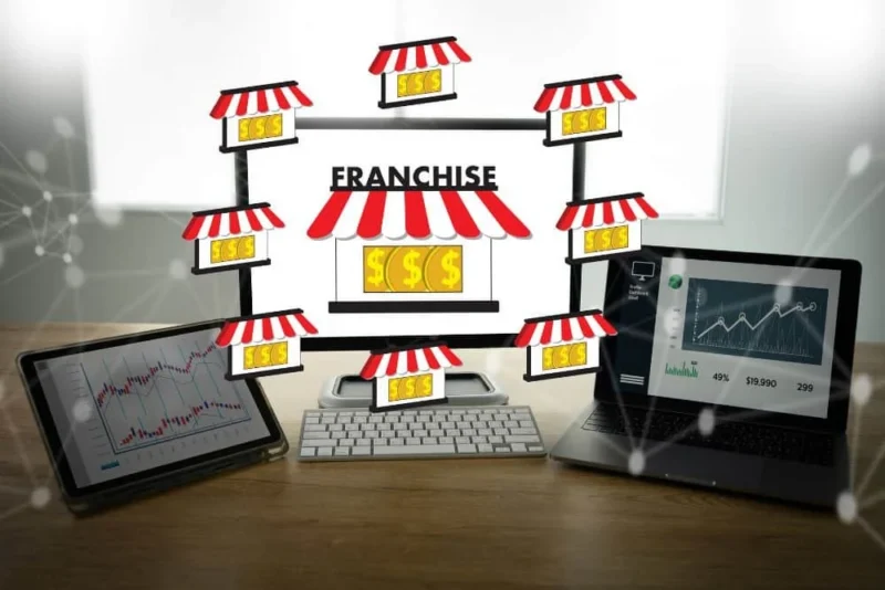 Best Franchise Marketing Campaigns: Top Strategies For Success &Amp;Amp; Examples 4 multi location franchise stores having marketing success as seen on reports on a tablet and laptop